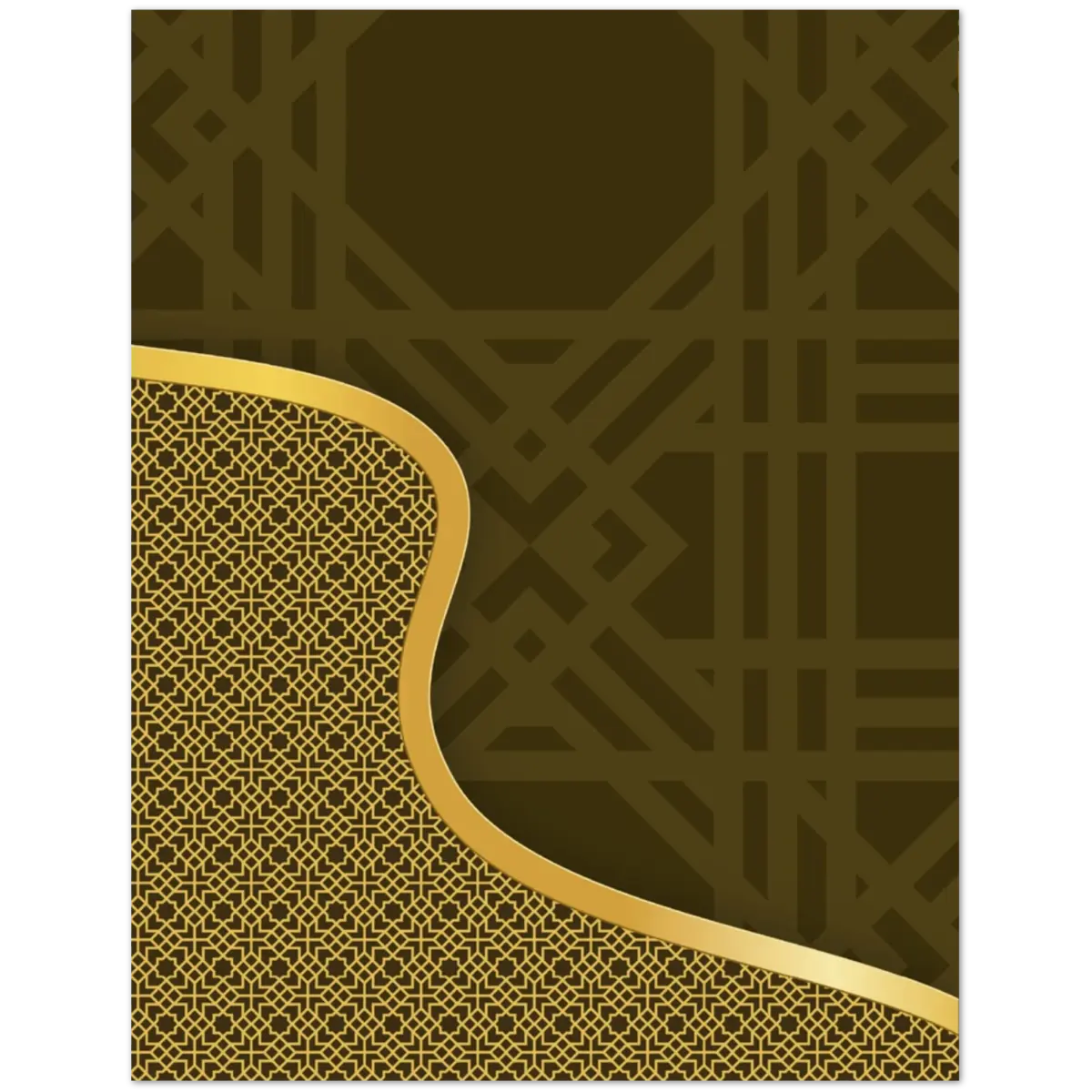 Eid Mubarak Greeting Card | عِيد مُبَارَكْ | Luxurious Gold and Brown Design | Pack of 10 Greeting Cards (Folded, Premium envelopes included) | (US & CA) | By Islamic Calendars - Islamic Calendars
