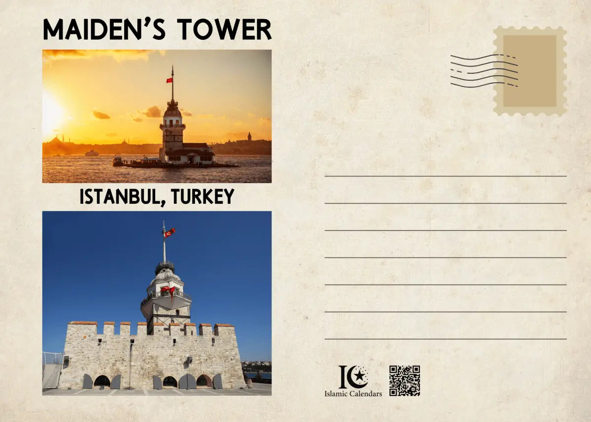 Maiden's Tower | Burj Al - Banat | برج البنات | Ottoman Empire Era | Istanbul, Turkey | Pack of 10 Postcards (2 - sided, Premium envelopes) | (US & CA) | by Islamic Calendars - Islamic Calendars