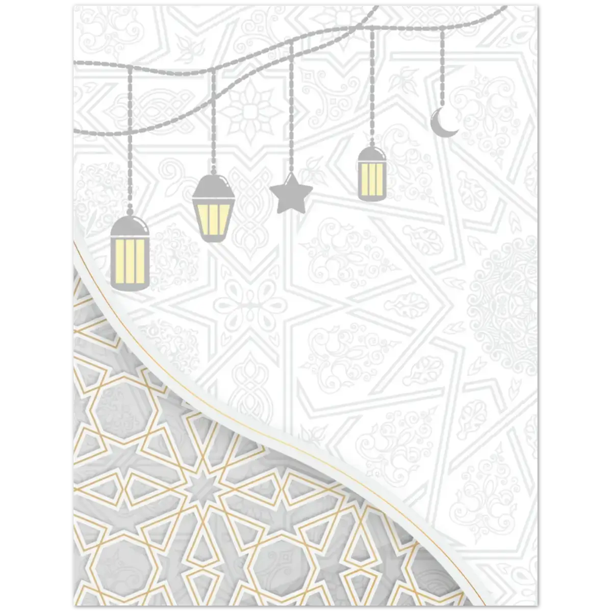Ramadan Mubarak | رمضان مبارك | Elegant Gold Lantern Design | Pack of 10 Greeting Cards (Folded, Premium Envelopes Included) | (US & CA) | By Islamic Calendars - Islamic Calendars