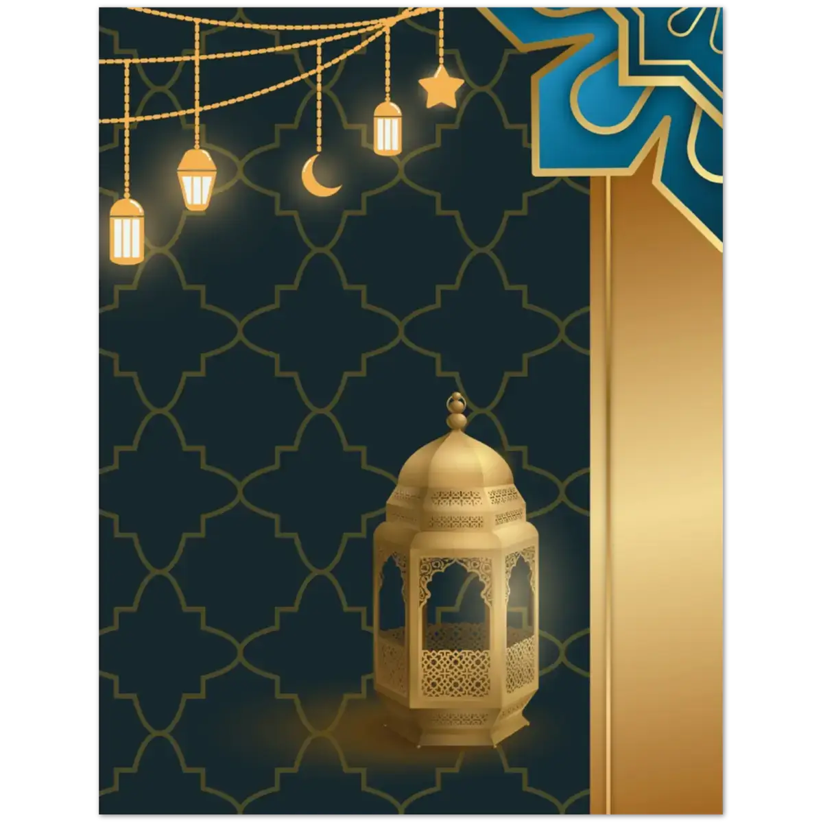Ramadan Mubarak | رمضان مبارك | Lantern - Inspired Night Design | Pack of 10 Greeting Cards (Folded, Premium Envelopes Included) | (US & CA) | By Islamic Calendars - Islamic Calendars
